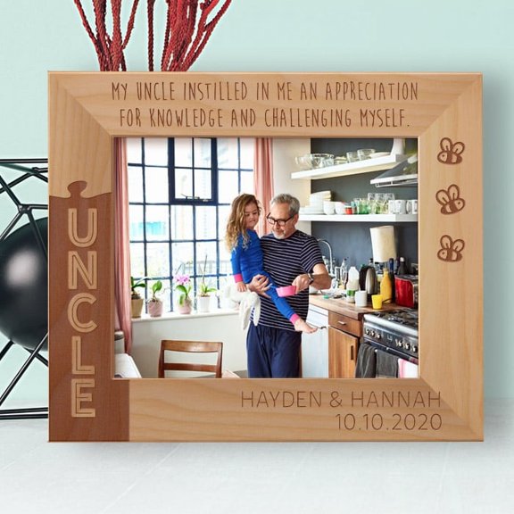 My Uncle Instilled In Me An Appreciation For Knowledge And Challenging Myself Personalized Wooden Frame-10" x 8" Brown Horizontal