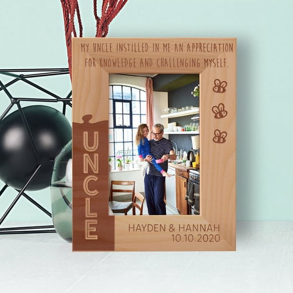 My Uncle Instilled In Me An Appreciation For Knowledge And Challenging Myself Personalized Wooden Frame 4" x 6" Brown (Vertical)