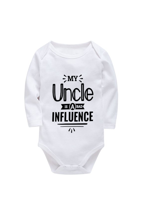 My Uncle Is A Bad Influence Newborn Outfits Boy Long Sleeve Cotton Onesie White Girl Onsies