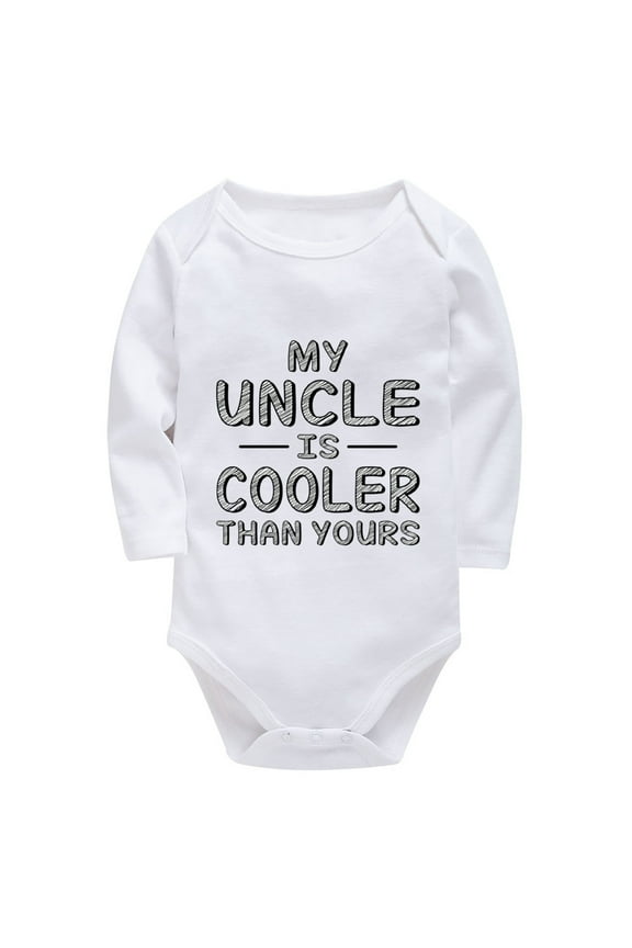 My Uncle Is Cooler Than Yours Newborn Boys Outfits Long Sleeve Cotton Onesie White Boy Romper