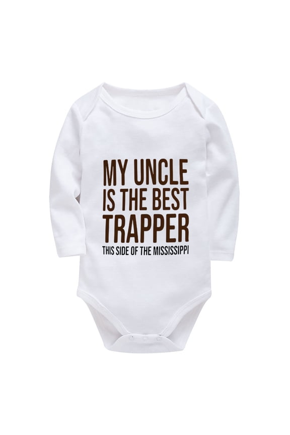 My Uncle Is The Best Trapper Going Home Newborn Outfit Girl Long Sleeve Baby Girl Clothes Romper White Baby Girl Onsies0-3 M
