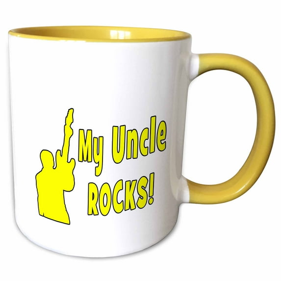 3drose, My Uncle Rocks Yellow W Guitar, 11oz Two-tone Yellow Mug