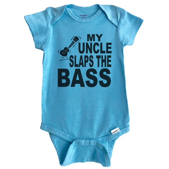 My Uncle Slaps The Bass Funny Music Baby Bodysuit (Blue), 3-6 Months