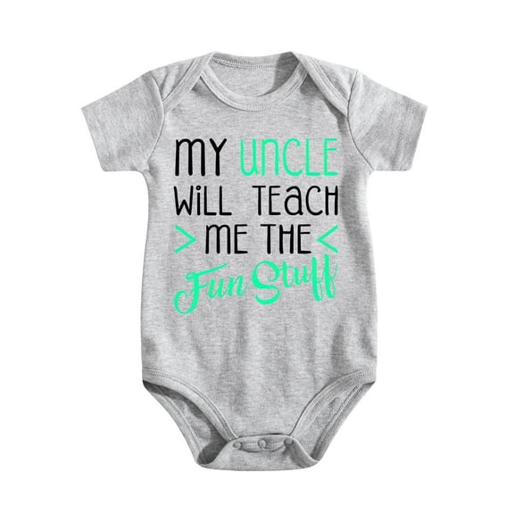 My Uncle Will Teach Me The Fun Stuff – Cute Infant One-Piece Baby Bodysuit Light Gray-style 0-3M
