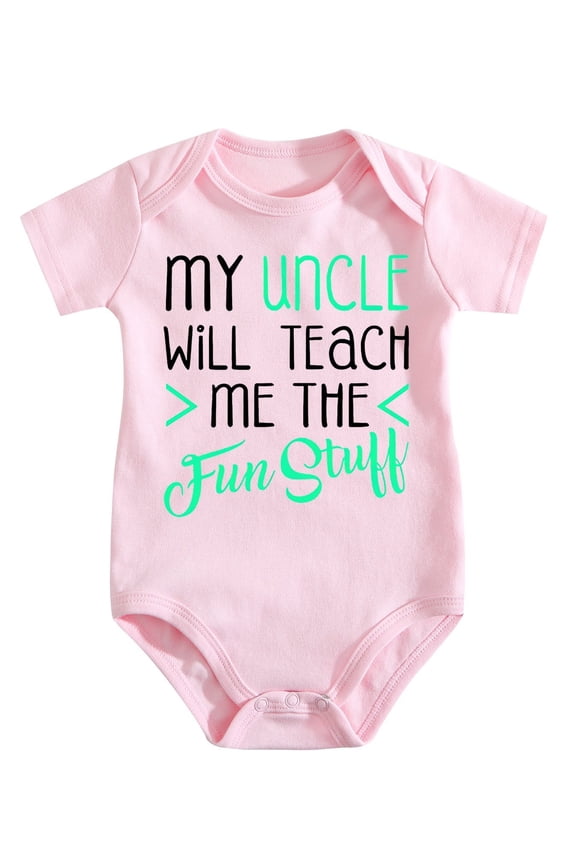 My Uncle Will Teach Me The Fun Stuff – Cute Infant One-Piece Baby Bodysuit Medium Pink-style 6-9M