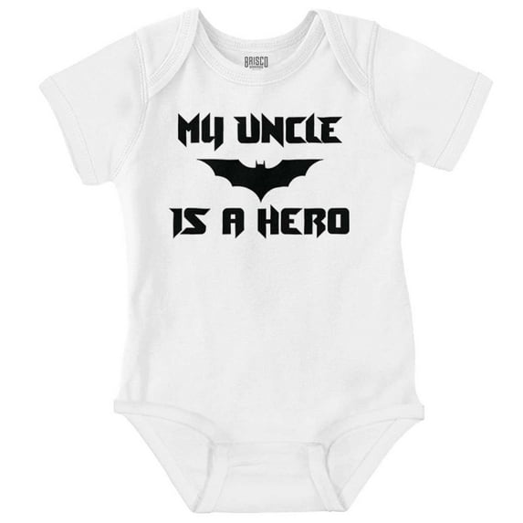 My Uncle is a Hero Superhero Bat Romper Boys or Girls Infant Baby Brisco Brands 12M