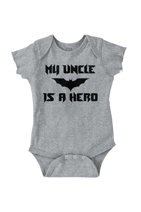 My Uncle is a Hero Superhero Bat Romper Boys or Girls Infant Baby Brisco Brands NB