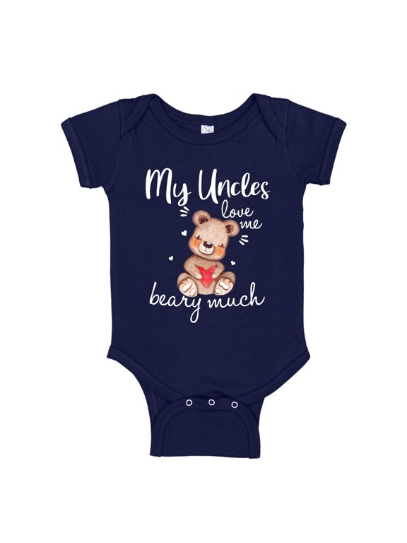 My Uncles Love Me Beary Much Baby Bodysuit One Piece 24 mo Navy Blue