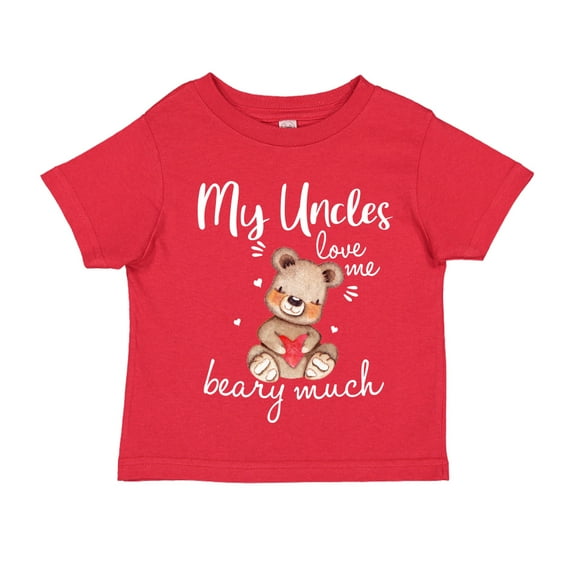 My Uncles Love Me Beary Much Toddler T-Shirt 3T Red