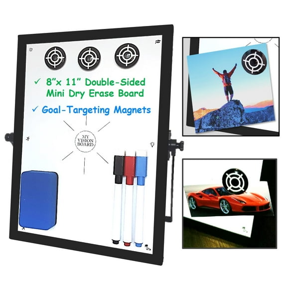 "My Vision Board" Life and Goal Planner, Small Portable Double Side Dry Erase Whiteboard, Daily Planner and Organizer