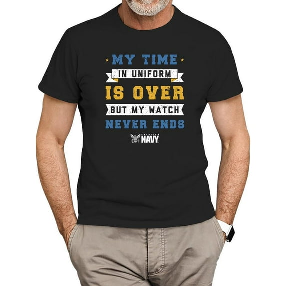 My Watch Never Ends. T-Shirt Men -Navy Designs, Male Medium