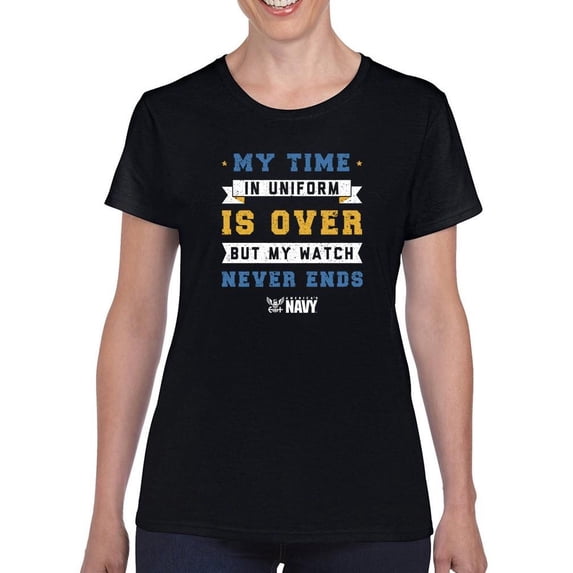 My Watch Never Ends. T-Shirt Women -Navy Designs, Female Medium