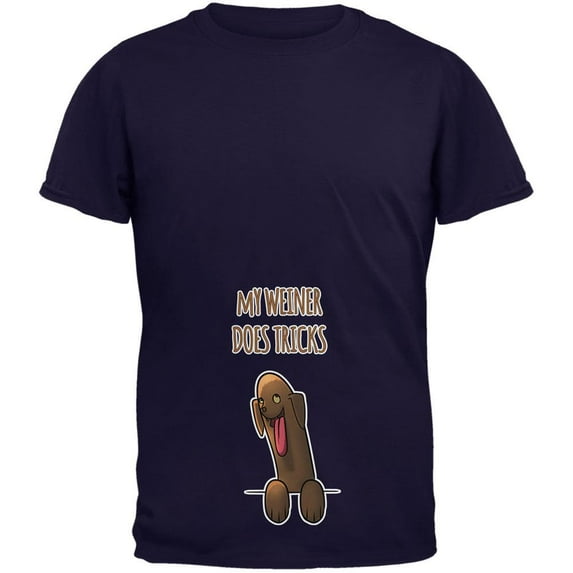 My Weiner Does Tricks Navy Adult T-Shirt - 2X-Large