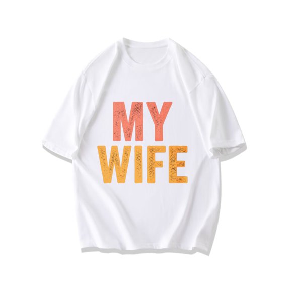 My Wife Black T-Shirt With Orange And Yellow Text For Casual Wear