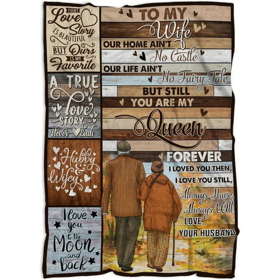 to My Wife Blanket, Wedding Anniversary Blanket Gifts for Her, Romantic Gift for Wife from Husband, Anniversary Marriage Gift for Couple, Happy Anniversary Present for Girlfriend 50"x60"