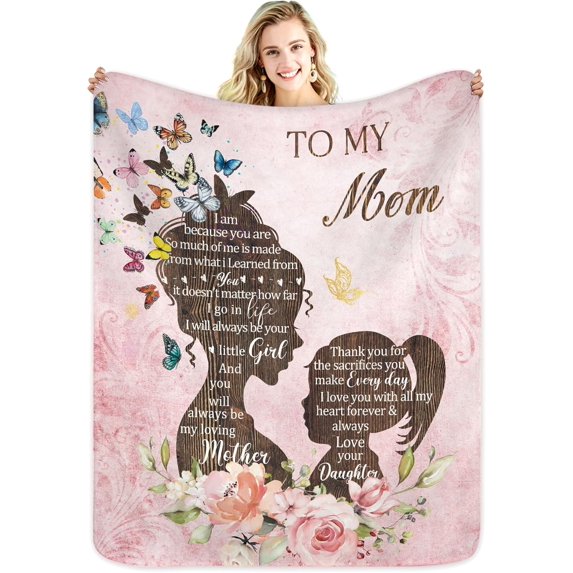 to My Wife Flannel Blanket 50Wx60H Inch Wedding from Husband Mother's Day Romantic Couple Soft Warm Fuzzy Throw Blanket for Sofa Bed Throws Birthday Presents