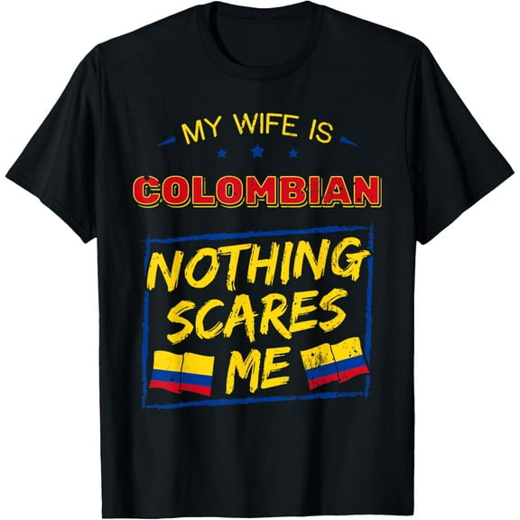 My Wife Is Colombian Republic of Colombia Heritage Flag T-Shirt