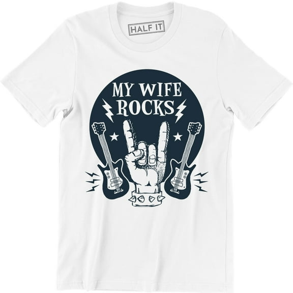 My Wife Rocks Funny Men's Wedding Guitar Wife Valentines Day T-Shirt