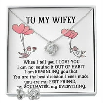 My Wifey Love Knot Earring & Necklace Set! To My Queen Anniversary Gift For Wife - Birthday Gift For Wife - Necklace For Girlfriend