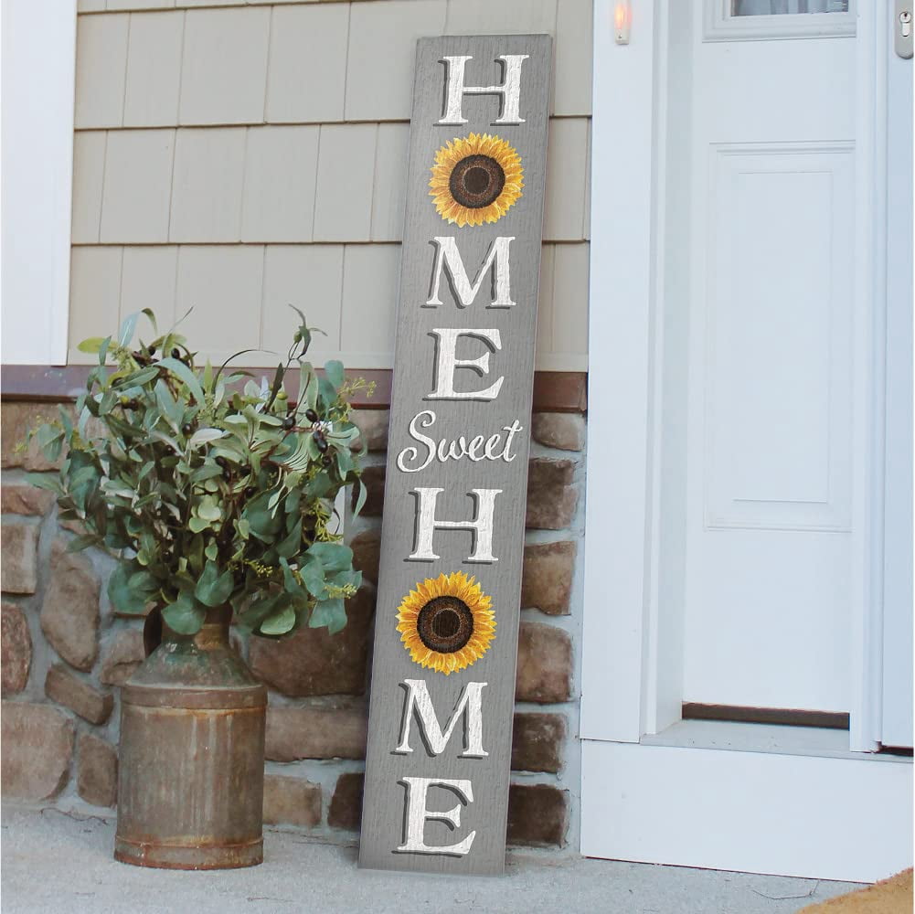 Sunflower Porch Welcome Sign - Large Vertical Wall Decoration, 8" X 64", Outdoor/Indoor Home Decor