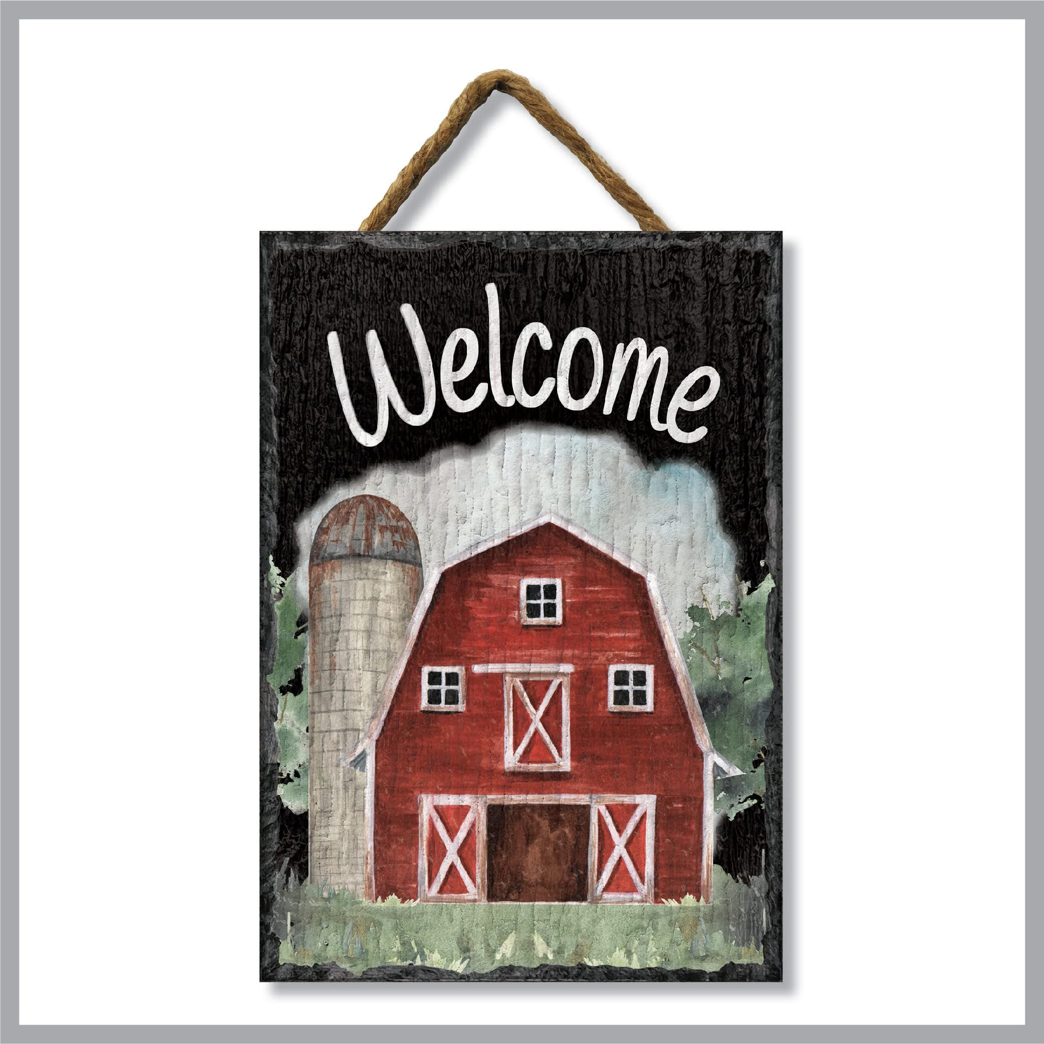 My Word! Red Barn Slate Impressions Wall Hanging Sign. Rustic