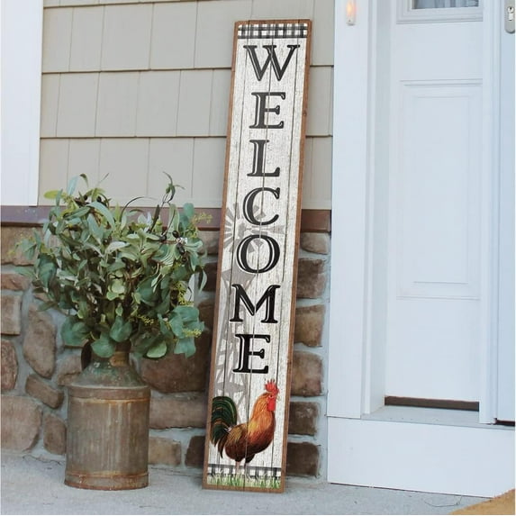 My Word! Welcome Rooster 8 In. x 46.5 In. Porch Board 61782