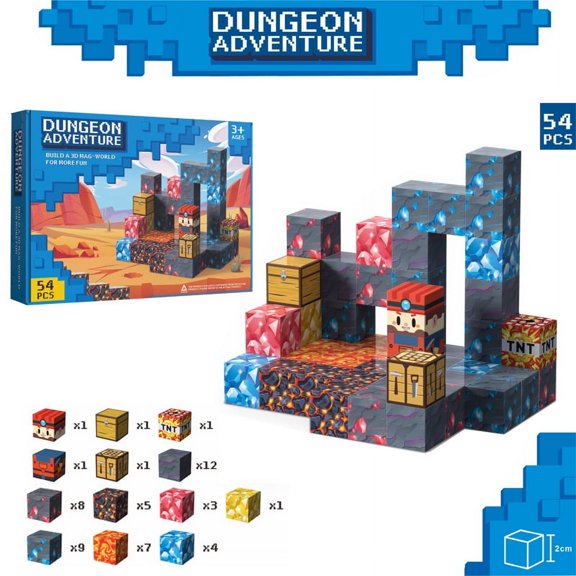 My World Magnetic Building Blocks 2.0cm Dungeon Adventure 54pcs Birthday Gift