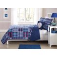 thumbnail image 1 of My World Navy Plaid Patch Full Quilt Mini Set with BONUS Decorative Pillow, 1 of 3