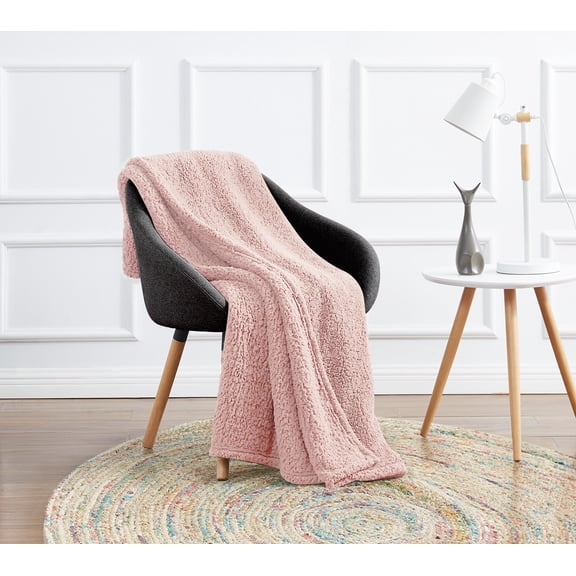 My World Cloud Sherpa Throw Blush Polyester 1-Piece Throw Throw Blanket, solid themed, for Kids, OEKO-TEX Certified