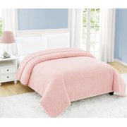 My World Cloud Sherpa Blanket Blush Polyester 1-Piece Full/Queen Blanket, solid themed, for Kids, OEKO-TEX Certified