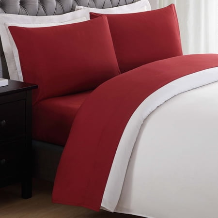 My World Anytime Solid 100% Microfiber Polyester Deep Pocket Red 3-Piece Twin, All Season, Adult and Teen Sizes, OEKO-TEX Certified