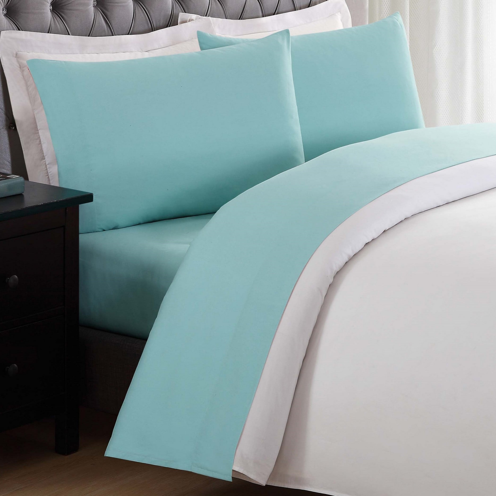 Turquoise Twin XL Solid Microfiber Polyester Kids Sheet Set