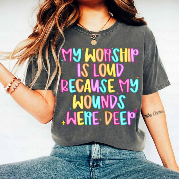 My Worship Is Loud Shirt, Preppy Christian T-Shirt for Women, Jesus Quote Faith Tee, Bible Verse Shirt, Faith-Based Inspirational Graphic Tee