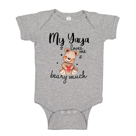My Yaya Loves Me Beary Much Baby Bodysuit One Piece 18 mo Athletic Heather