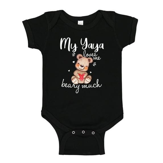 My Yaya Loves Me Beary Much Baby Bodysuit One Piece NB Black