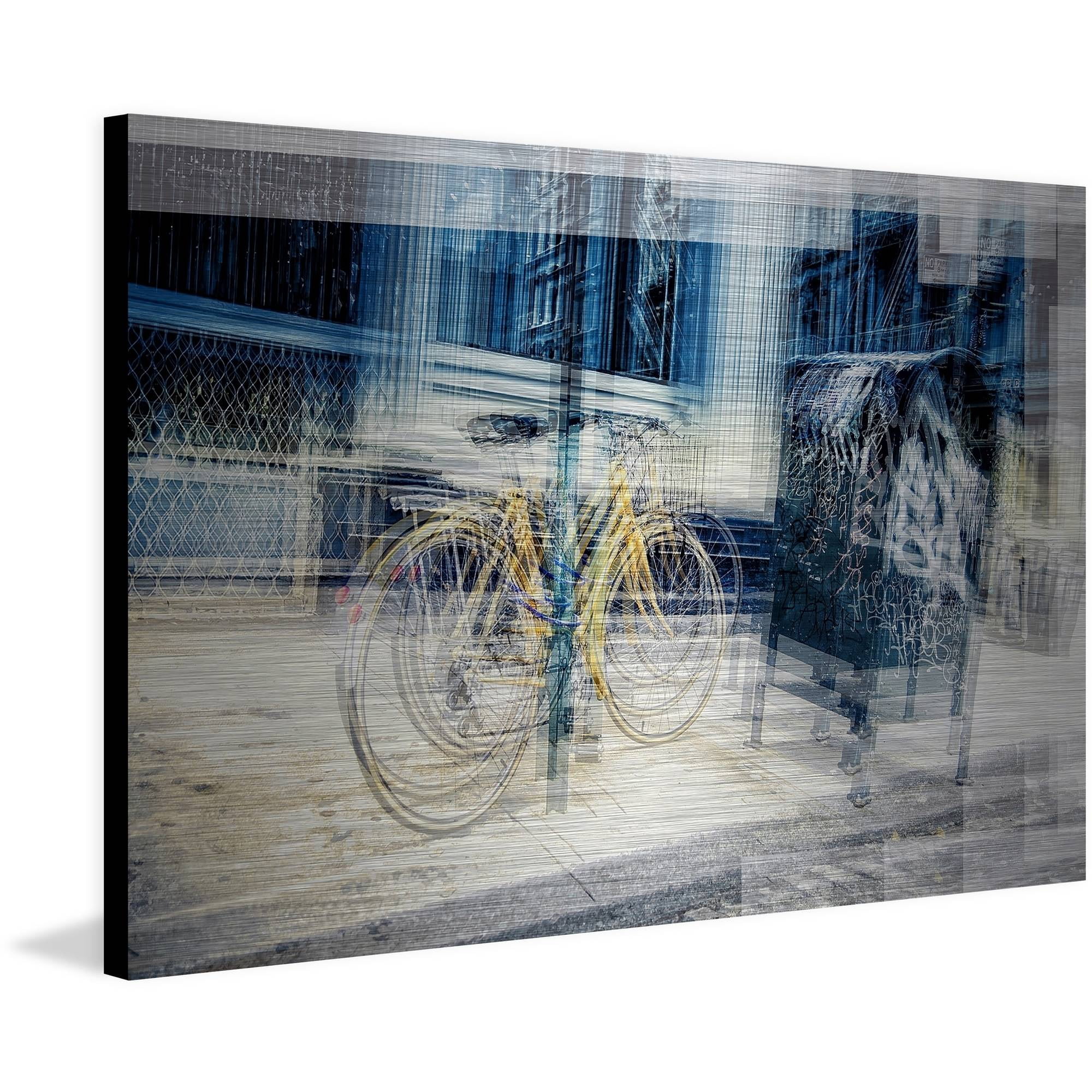 "My Yellow Cycle" Painting Art Print on Brushed Aluminum