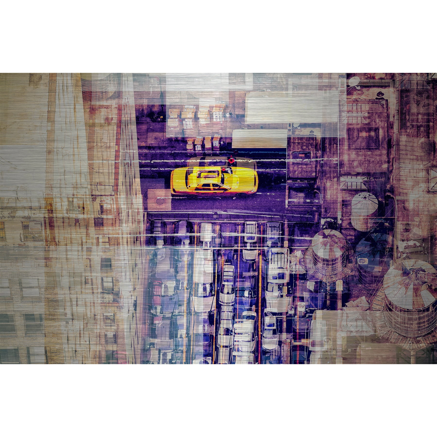 "My Yellow Taxi" Painting Print on Brushed Aluminum