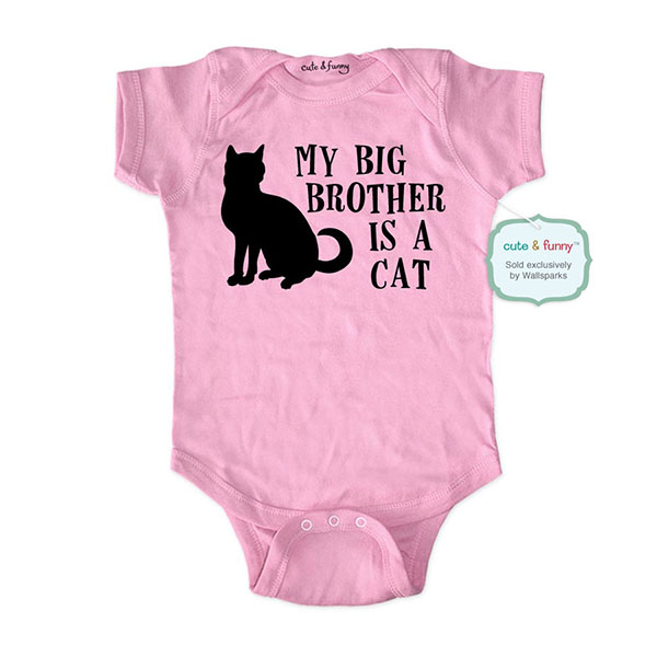 My big brother is a cat - wallsparks cute & funny Brand - baby one piece bodysuit - Great baby shower gift!