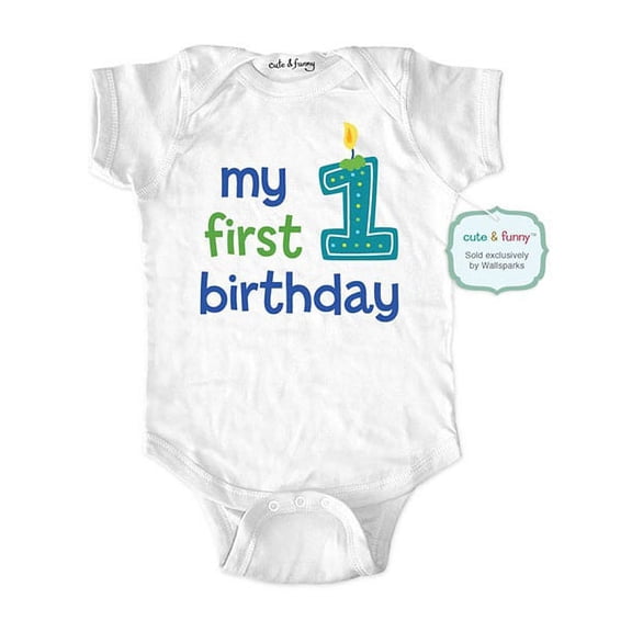 My first birthday - baby boy design - Baby one piece bodysuit - Great 1st Birthday Outfit! cute & funny wallsparks