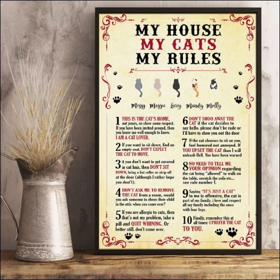 My house my cats my rules poster 24 x 36 Inch Poster