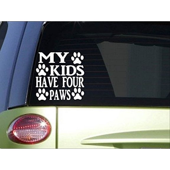 My kids have four paws *I079* 6" Sticker decal dog breeds rescue shelter collar
