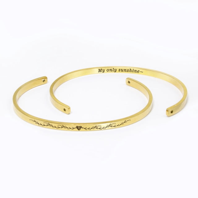 "My only sunshine" Adjustable Gold Stainless Steel Cuff Bangle Mother's Day Gift Set