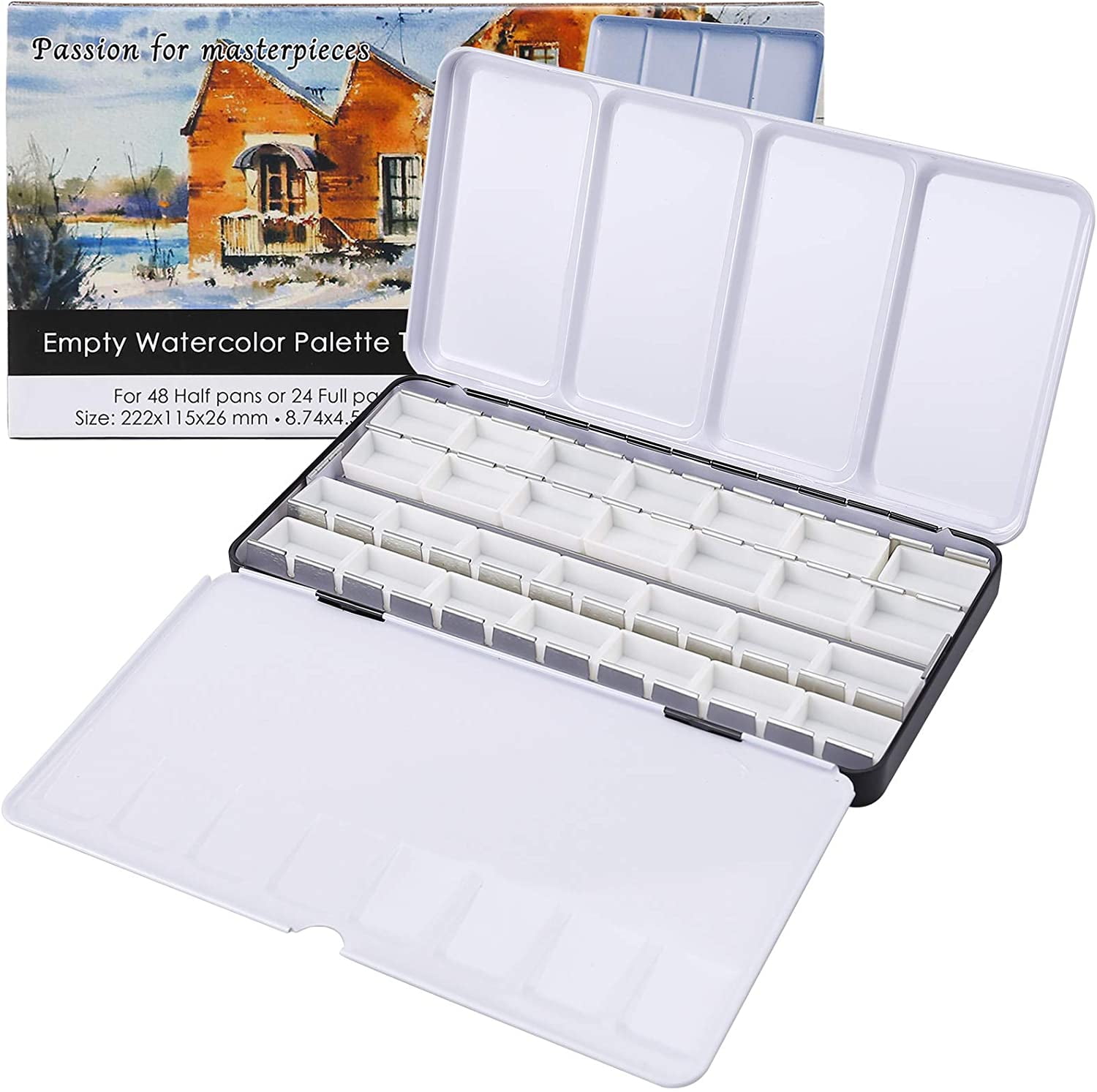 Model T03 Travel Empty Watercolor Tins Palette - Medium Watercolor Palette  Paint Case for Holding 36 Half Pans or 21 Full Pans – FCLUB Art Supply