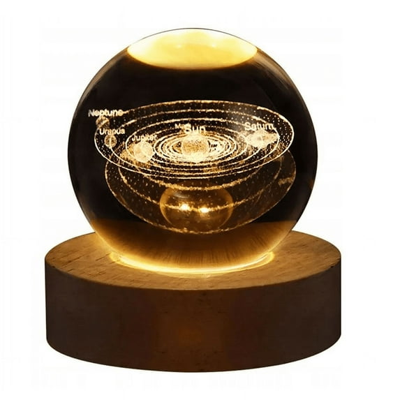 MyArtWe 3D Crystal Ball Solar System Night Light
