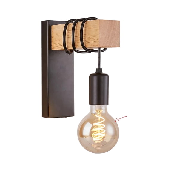 MyArtWe Iron Wood Wall Light with Switch Industrial Wall Lamp