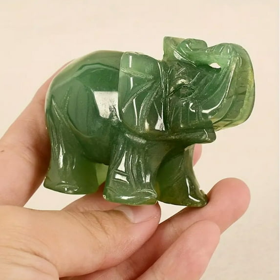 MyArtWe Jade Elephant Figurines Good Luck Ornament Decor Knick Knacks