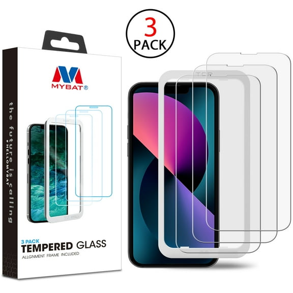 MyBat (3 Pack)Tempered Glass Screen Protector with Installation Frame for Apple iPhone 13 mini (5.4) - Clear