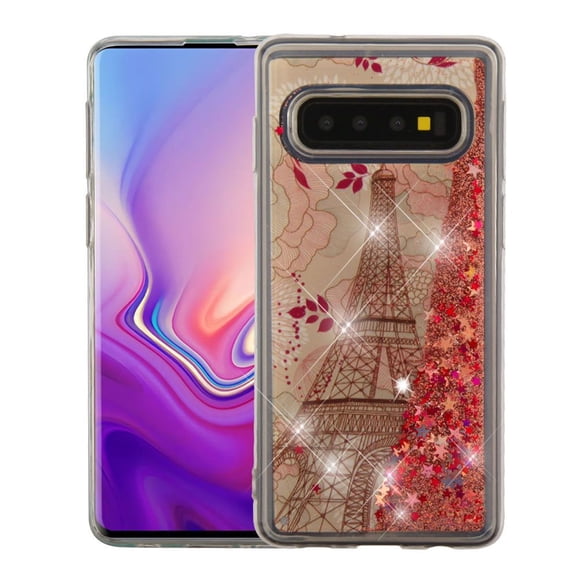 MyBat Liquid Glitter Eiffel Tower Case for Samsung S10 Plus (6.4")-Rose Gold