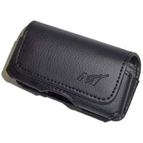 MyBat Premium Horizontal Leather Pouch w/Belt Clip - 3.95" x 2.05" x 0.9" -Black