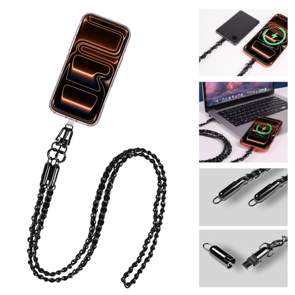 MyBat Pro Atelier Series 4.2FT Crossbody Strap + USB-C Charging Cable - Black
